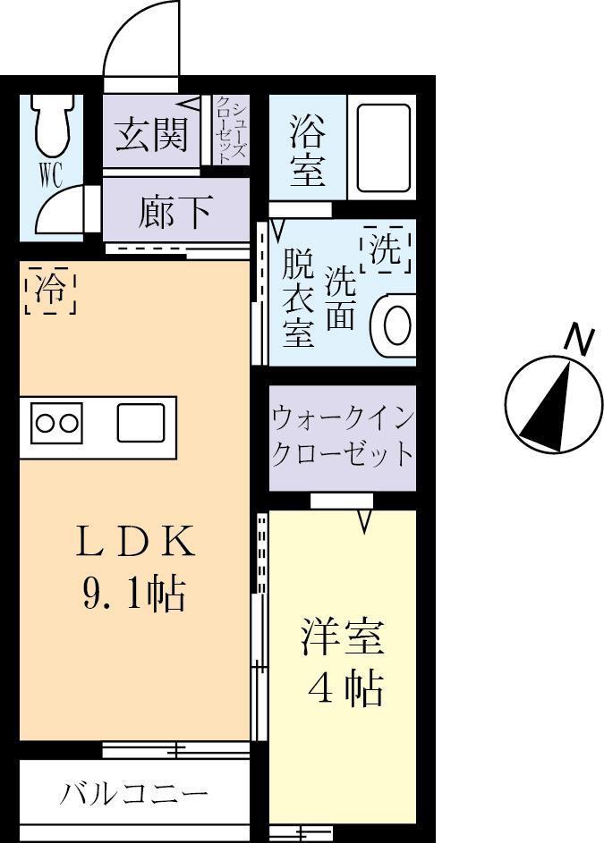 BELLAVISTA(1LDK/2階)の間取り写真