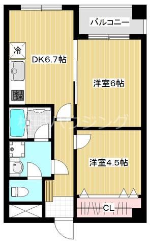 グリーンパーク杉山(2DK/1階)の間取り写真