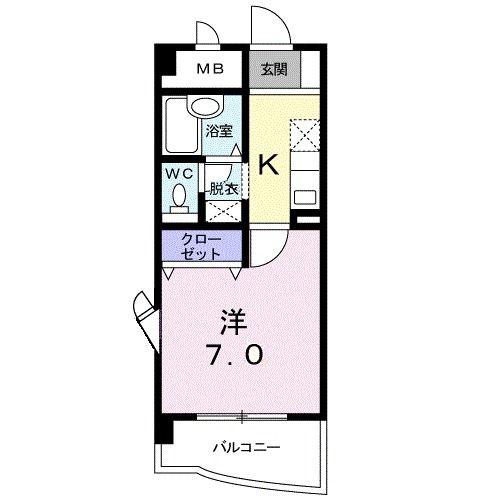 CITYLIFEKAKU(1K/2階)の間取り写真