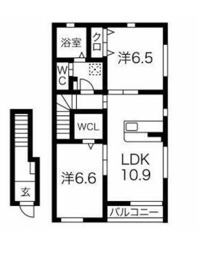 ラークスパー(2LDK/2階)の間取り写真