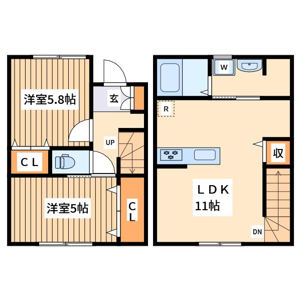 グローブ ハウス(2LDK/1階)の間取り写真