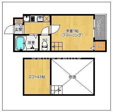 パームコート別府(1K/1階)の間取り写真