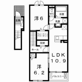 グランドエスポワール行橋 I(2LDK/2階)の間取り写真