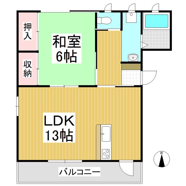 フェルメール(1LDK/1階)の間取り写真