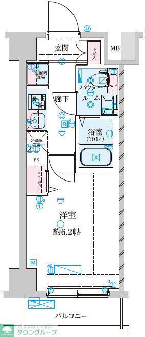 GENOVIA南鳩ヶ谷(1K/1階)の間取り写真