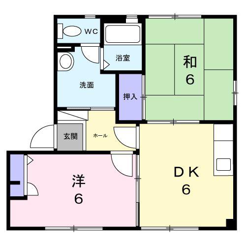 DOMICILE伊賀D(2DK/2階)の間取り写真