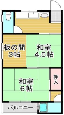嶋川マンション(2SK/3階)の間取り写真