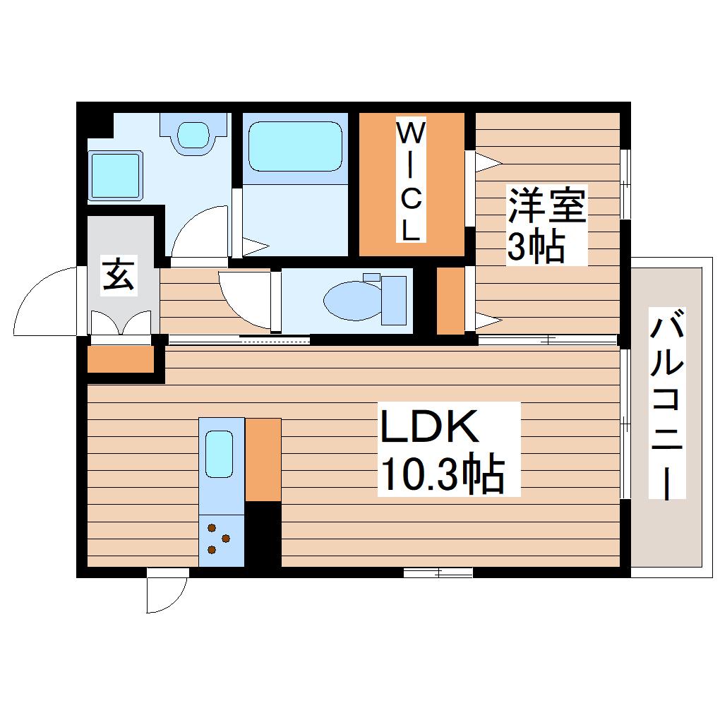 ハイブリッジ恵和町(1LDK/1階)の間取り写真