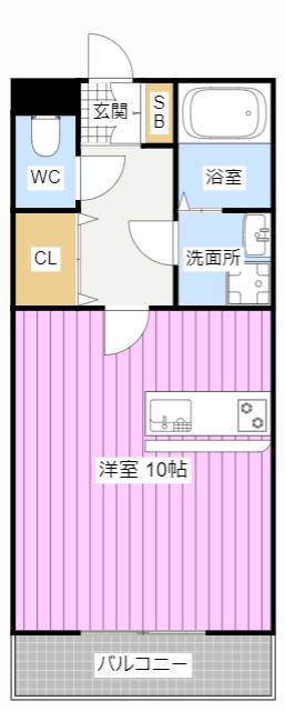 ライフイン・レスト(ワンルーム/2階)の間取り写真