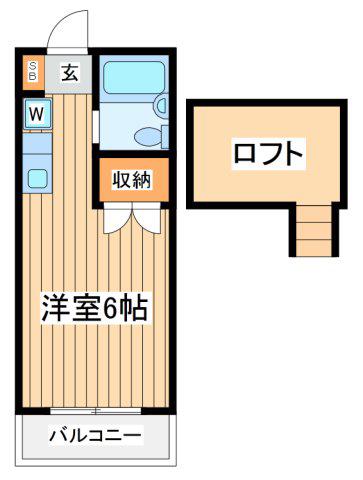 オーク玉川学園(1K/2階)の間取り写真