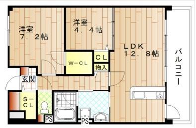 カンタービレ上牧 3F(2LDK/3階)の間取り写真