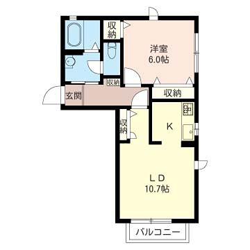 コモア・メゾンA(1LDK/1階)の間取り写真
