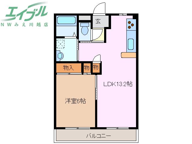 RIVERSIDE STUDIO(1LDK/3階)の間取り写真