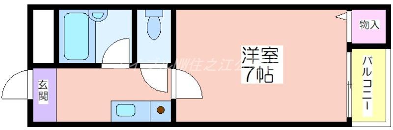 トルネード南住吉(ワンルーム/4階)の間取り写真