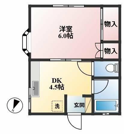 サンコート山手(1DK/1階)の間取り写真