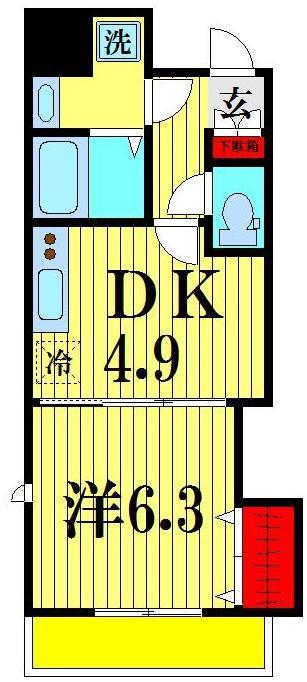 SEA SOUND(1DK/6階)の間取り写真