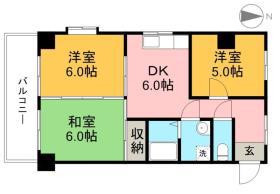 サントス枝川(3DK/3階)の間取り写真