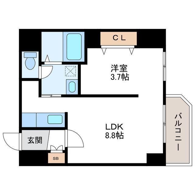 レジデンスタワー札幌(1DK/14階)の間取り写真