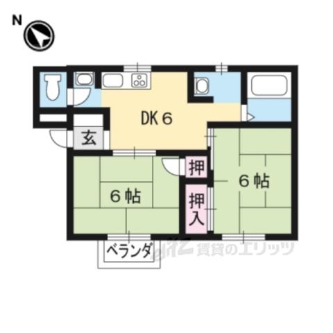 リベラルコーポ阪口(2DK/1階)の間取り写真