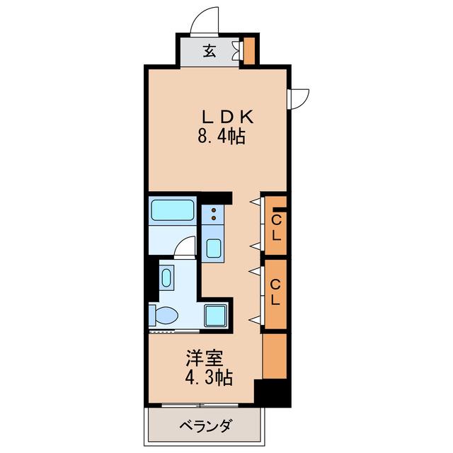 N.S.ZEAL泉(1LDK/13階)の間取り写真