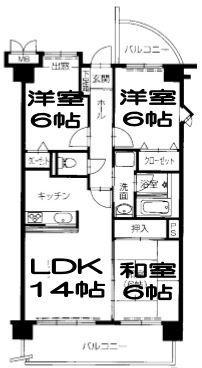 ラグラシューズシェソワ アオキ(3LDK/8階)の間取り写真