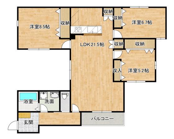 EAGLE HILL江波(3LDK/3階)の間取り写真