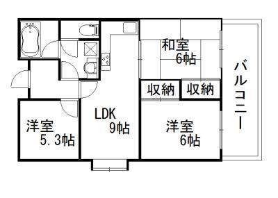 ヒュース泉大津(3LDK/5階)の間取り写真