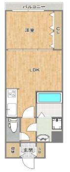セレノスクエア 3F(1LDK/3階)の間取り写真