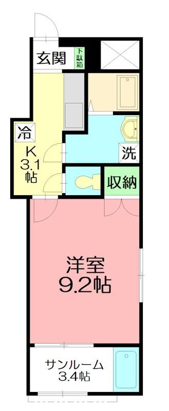 クレールカーサ(1K/1階)の間取り写真