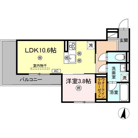 D-RESIDENCE東深津町3丁目(1LDK/2階)の間取り写真