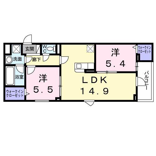 CREVANCE荒川(2LDK/4階)の間取り写真