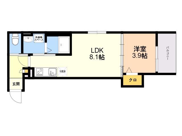ROBOT HOME 吉塚(1LDK/2階)の間取り写真