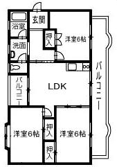 グランデ南佐古(3LDK/3階)の間取り写真