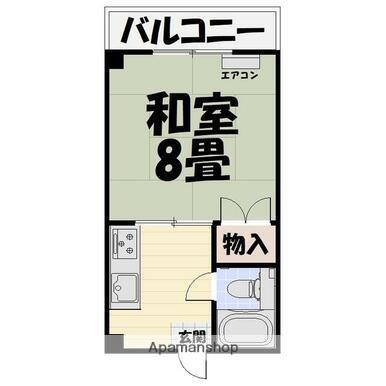 ウェルビル宇宿(1K/3階)の間取り写真