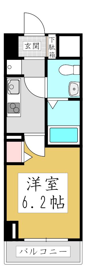 ジェノヴィア南鳩ヶ谷(ワンルーム/3階)の間取り写真