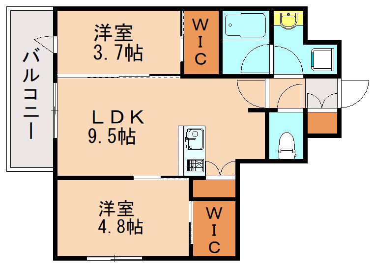 ネストピア福岡空港駅前(2LDK/6階)の間取り写真