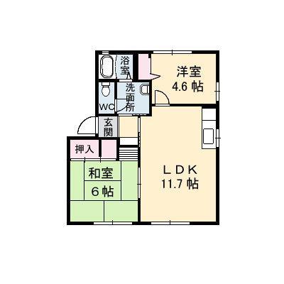 リバーライフ三井B棟(2LDK/1階)の間取り写真
