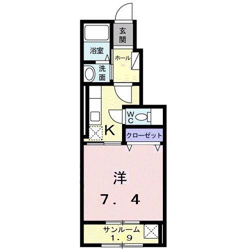ショコラーデ(1K/1階)の間取り写真