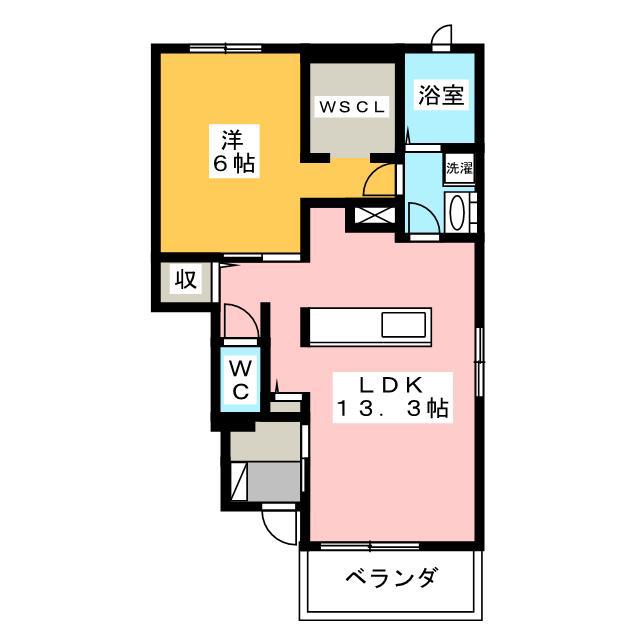 グランドシャイン VI棟(1LDK/1階)の間取り写真