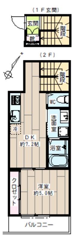 ハイムサウス(1DK/2階)の間取り写真