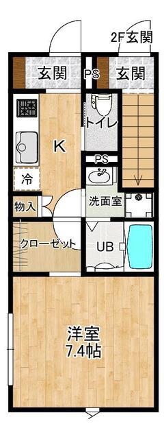 RAINBOW MIRAI E棟(1K/1階)の間取り写真