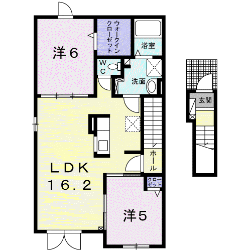 アルベロ・ブルー(2LDK/2階)の間取り写真