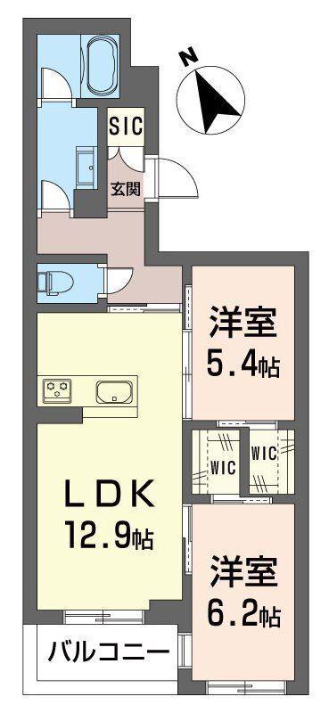 ティエンポ フェリズ I(2LDK/4階)の間取り写真