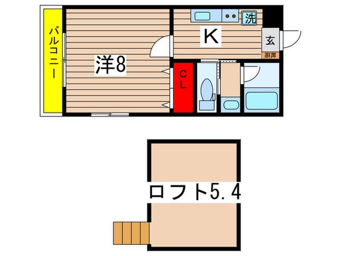 イデアル鶴川(1K/2階)の間取り写真