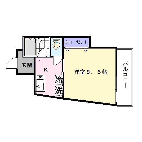 アテネ1(1DK/2階)の間取り写真