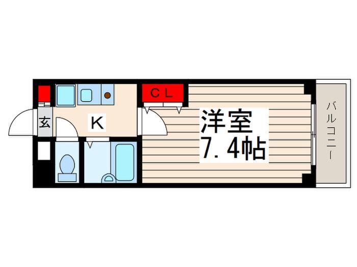 CASSIA南行徳(1K/2階)の間取り写真