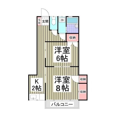 谷口コーポ(2K/2階)の間取り写真
