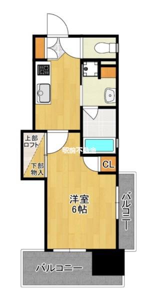 アクタス天神パークシティ(1K/4階)の間取り写真