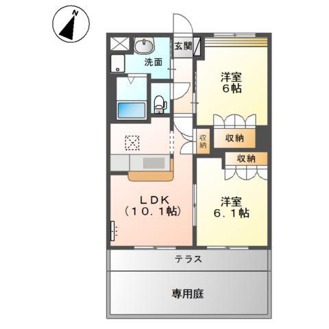 エスペランスコート(2LDK/1階)の間取り写真
