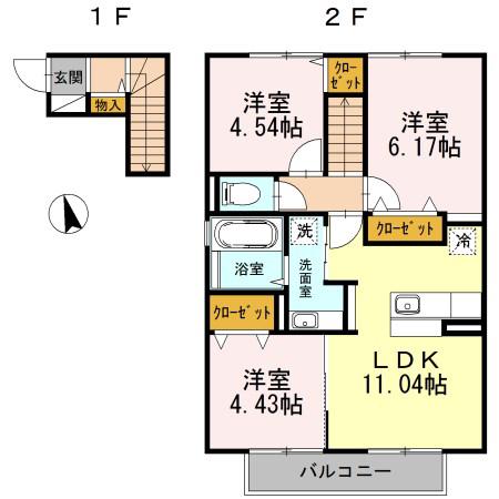 ディアグレイス(3LDK/2階)の間取り写真